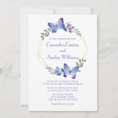 Floral Butterfly Weddenschap Navy Blue Butterflies Kaart (Voorkant)