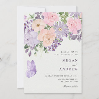 Floral butterfly wedding kaart
