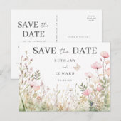 Floral Butterfly Wedding Save the Date Briefkaart (Voorkant / Achterkant)