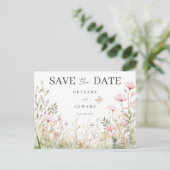 Floral Butterfly Wedding Save the Date Briefkaart (Staand voorkant)