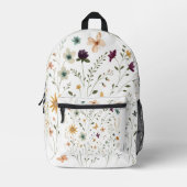 Floral & Butterfly, Whimsical Garden-Inspired Bedrukte Rugzak (Voorkant)