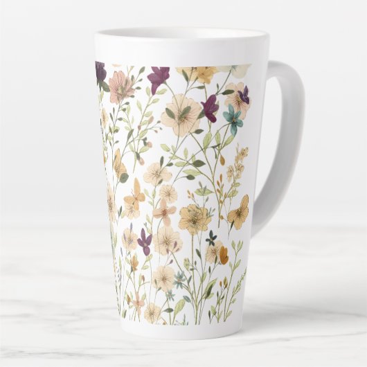 Floral & Butterfly, Whimsical Garden-Inspired Latte Mok (Rechterhoek)