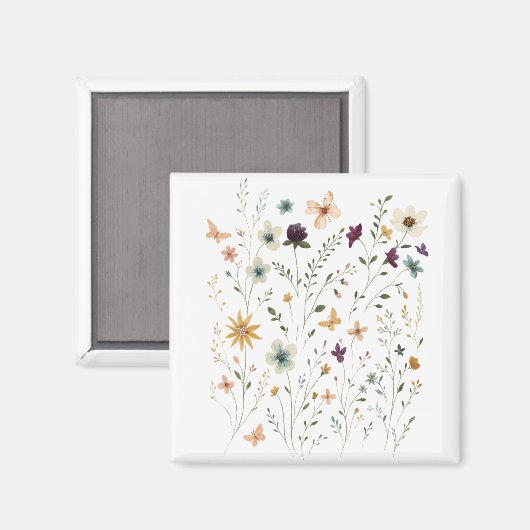 Floral & Butterfly,  Whimsical Garden-Inspired  Magneet (Voorkant / Achterkant)