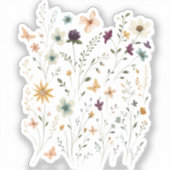 Floral & Butterfly,  Whimsical Garden-Inspired  Sticker (Voorkant)