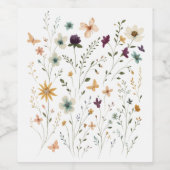 Floral & Butterfly, Whimsical Garden-Inspired Wijn Etiket (Enkel label)