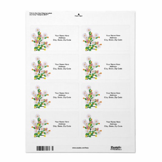Floral Butterfly White Labels (Full Sheet)
