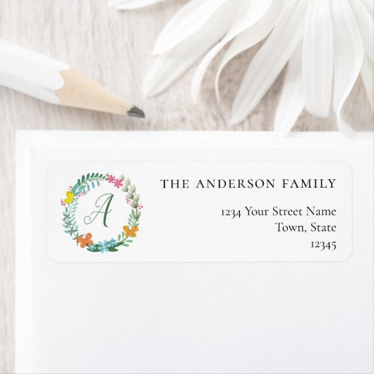 Floral Butterfly Wreatreturn Address Labels (Insitu)