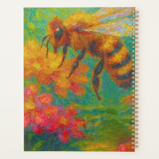Floral Buzz: Eco-Friendly Bee Notitieboek (Achterkant)