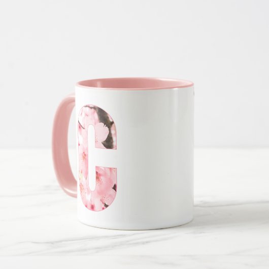 Floral C Initial Mug | Personalized Name & Traits Mok (Voorkant links)
