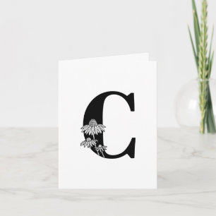 Floral C Monogram op witte noot Kaart