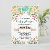 Floral Cactus Baby shower Kaart (Staand voorkant)