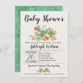 Floral Cactus Baby shower Uitnodiging (Voorkant / Achterkant)