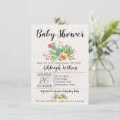 Floral Cactus Baby shower Uitnodiging (Staand voorkant)