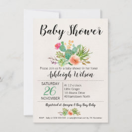 Floral Cactus Baby shower Uitnodiging