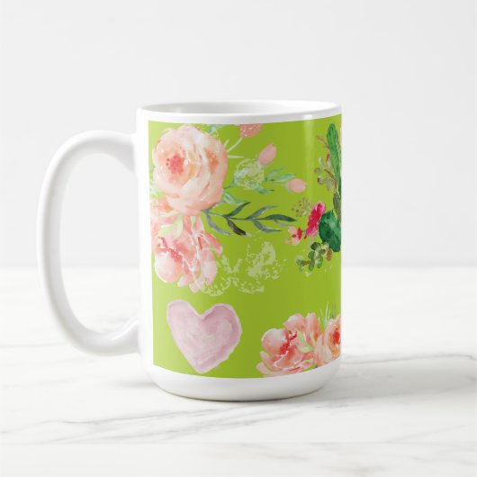 Floral Cactus Elegant Koffiemok (Links)
