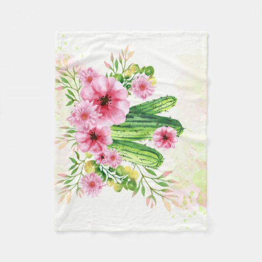 Floral Cactus Fleece Deken (Voorkant)