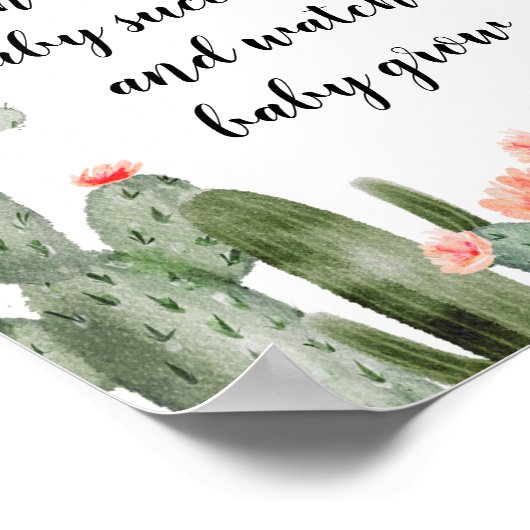 Floral Cactus Neem een Baby Poster (Hoek)