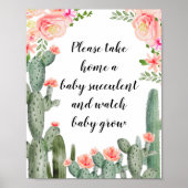 Floral Cactus Neem een Baby Poster (Voorkant)