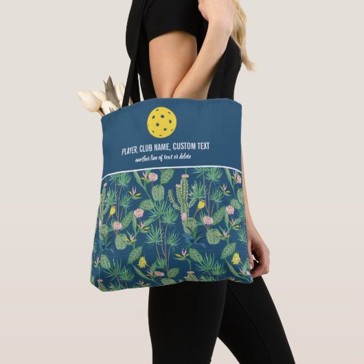 Floral Cactus Pattern Custom Pickleball Paddle Tote Bag (Dichtbij)