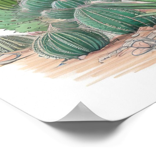 Floral Cactus Poster (Hoek)