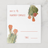 Floral Cactus Red Flowers Waterverf Wedding Plaatskaartje (Buitenkant ongevouwen)