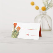 Floral Cactus Red Flowers Waterverf Wedding Plaatskaartje (Voorkant)