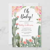 Floral Cactus Succulent oh baby shower uitnodiging (Voorkant)