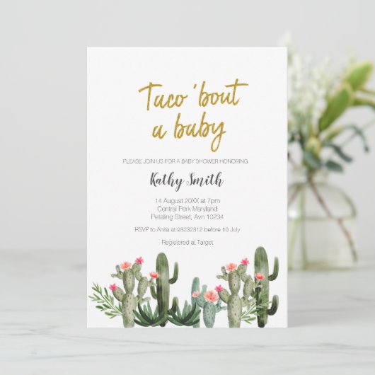 Floral Cactus Waterverf Couple Shower Kaart (Staand voorkant)