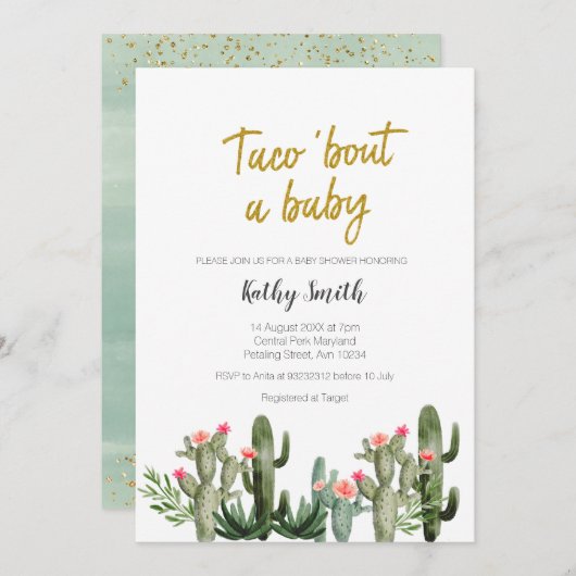 Floral Cactus Waterverf Couple Shower Kaart (Voorkant / Achterkant)