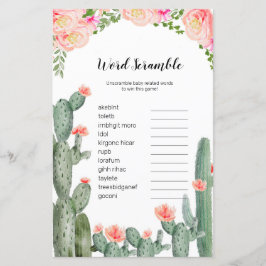 Floral Cactus Waterverf Word Scramble