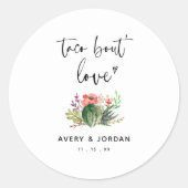 Floral Cactus Wedding Taco Bout Waterverf Ronde Sticker (Voorkant)