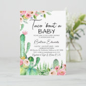 Floral Cacus Taco Bout A Baby Baby shower Kaart (Staand voorkant)