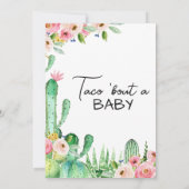 Floral Cacus Taco Bout A Baby Baby shower Kaart (Achterkant)