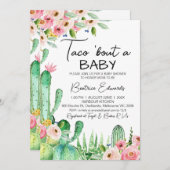 Floral Cacus Taco Bout A Baby Baby shower Kaart (Voorkant / Achterkant)
