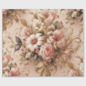 Floral cadeau inpakpapier, blush roze goud blush cadeaupapier (Vlak)