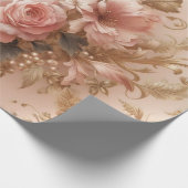 Floral cadeau inpakpapier, blush roze goud blush cadeaupapier (Hoek)