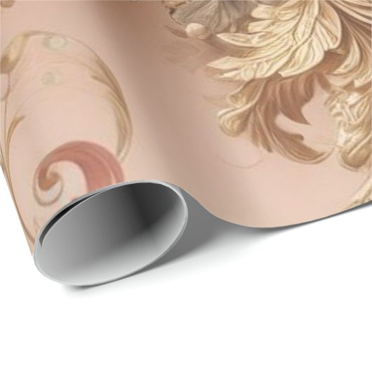 Floral cadeau inpakpapier, blush roze goud blush cadeaupapier (Rol Hoek)