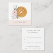 Floral Cadeaubon blush Chopping Board Vierkante Visitekaartje (Voorkant / Achterkant)