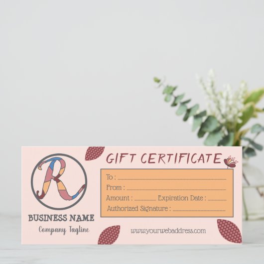 Floral Cadeaubon Sjabloon met Logo (Staand voorkant)