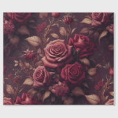 Floral Cadeaupapier - Bourgogne en Rood (Vlak)