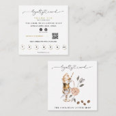 *~* Floral Cafe Bean Espresso QR Rewards Klantenkaartje (Voorkant / Achterkant)