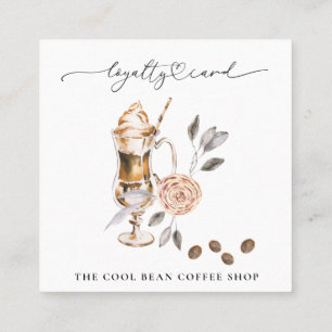*~* Floral Cafe Bean Espresso QR Rewards Klantenkaartje