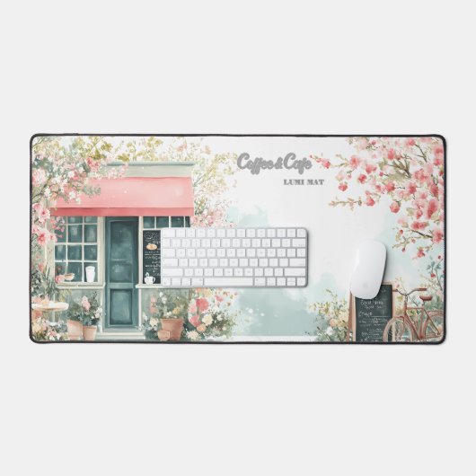 Floral Café in Spring Desk Mat (Keyboard & Muis)