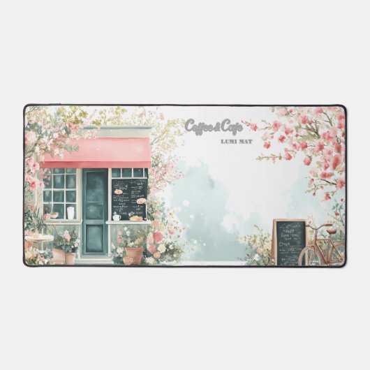 Floral Café in Spring Desk Mat (Voorkant)