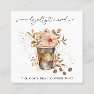 *~* Floral Cafe Koffie Bonen Espresso QR . Belonin Klantenkaartje