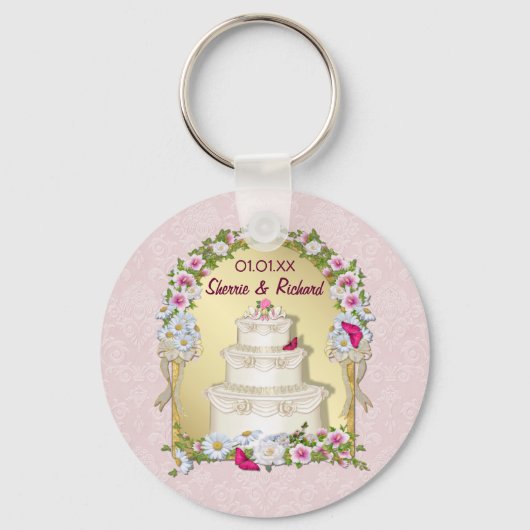 Floral Cake Wedding Sleutelhanger (Voorkant)