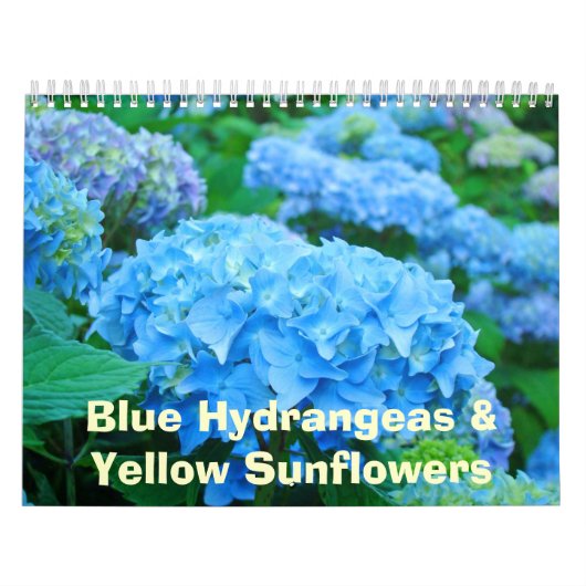 Floral Calendar Blue Hydrangeas Yellow Sunflower Kalender (Hoes)