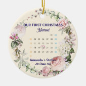 Floral Calendar Our First Christmas Married Keramisch Ornament (Voorkant)