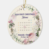 Floral Calendar Our First Christmas Married Keramisch Ornament (Links)