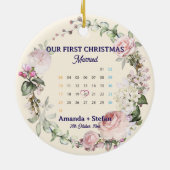 Floral Calendar Our First Christmas Married Keramisch Ornament (Achterkant)